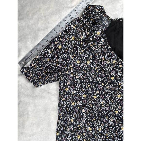 Madewell Womens Sz S black floral shirt dress button front Bohemian Cottagecore - Picture 9 of 10